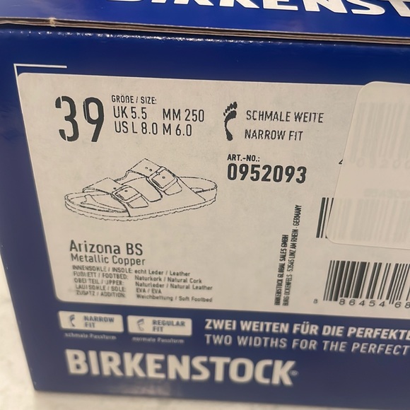 Birkenstock Arizona BS Metallic Copper SZ39/8 - Picture 5 of 8